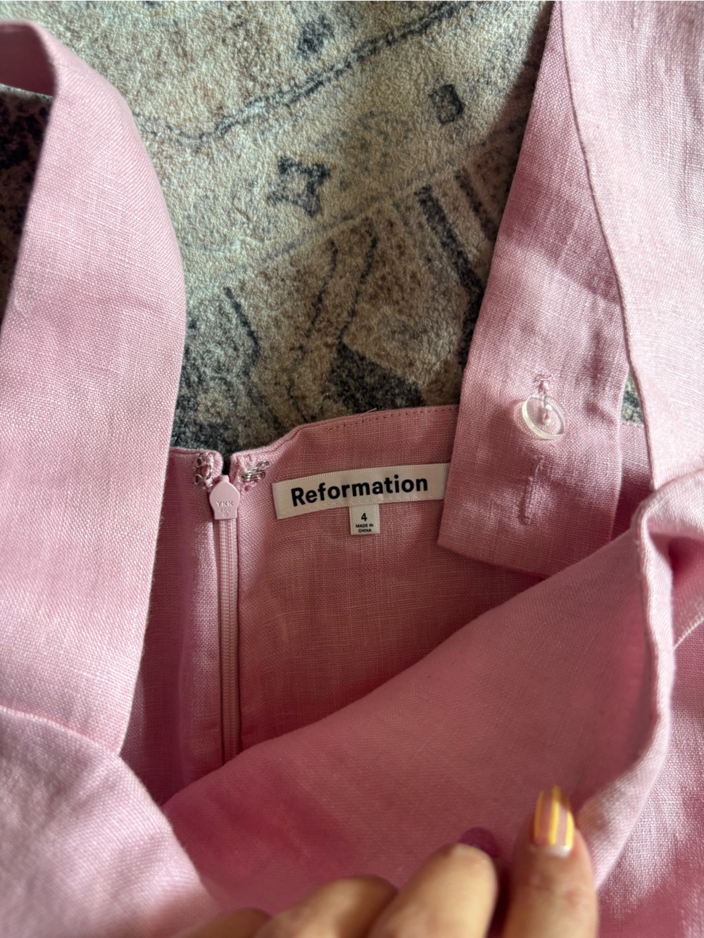 REFORMATION Kerrigan 100% Linen Light Pink Mini Dress size 4 - Picture 4 of 14